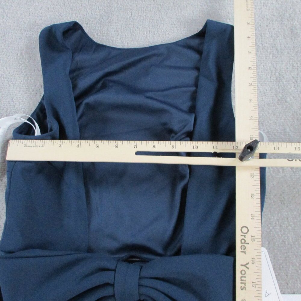 Azazie Sabella Navy Maxi Dress Womens 6 Blue Floor Length Ruffles Formal NWT - Picture 8 of 9